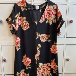 Black floral shift dress - never worn